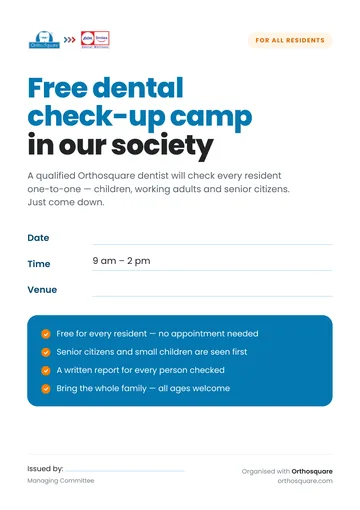 Preview of the printable society dental camp notice